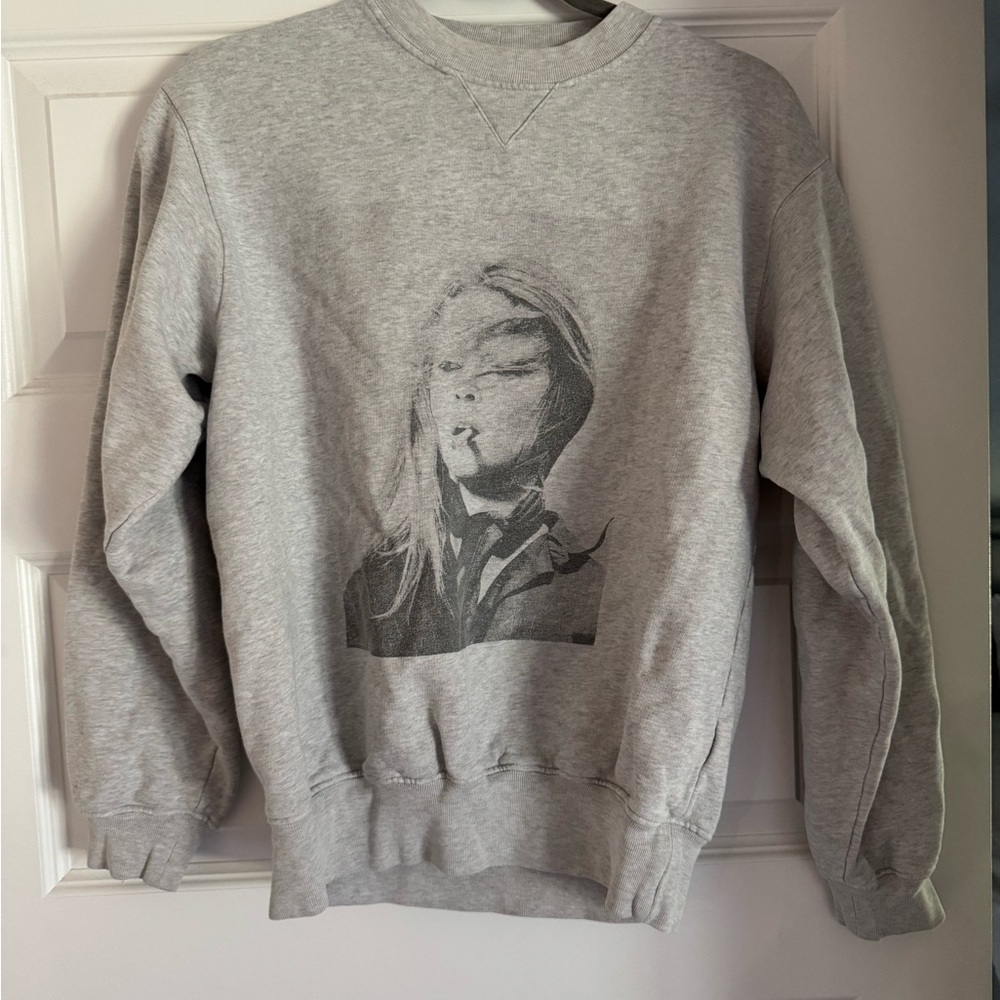 Anine Bing Gray Graphic Crewneck Sweater